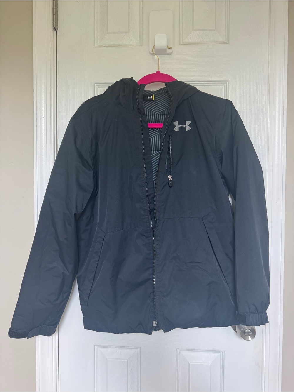 Under Armour Black Hooded Youth Jacket with Logo